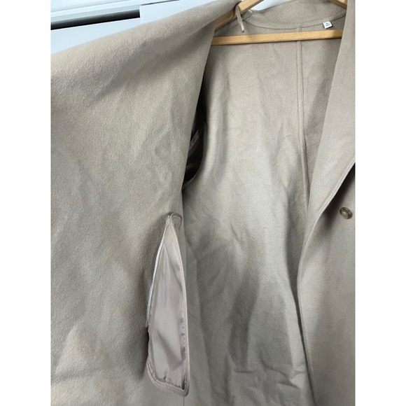 UNIQLO Women's Beige Wool Blend Oversized Collar Coat XL - Picture 6 of 13